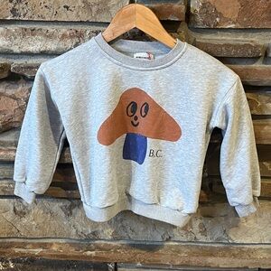 Bobo Choses Gray Sweatshirt with Fun Cartoon Mushroom Design